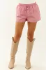 Burgundy and Ivory Gingham Waist Tie Cotton Shorts sold by Lime Lush