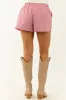 Burgundy and Ivory Gingham Waist Tie Cotton Shorts sold by Lime Lush