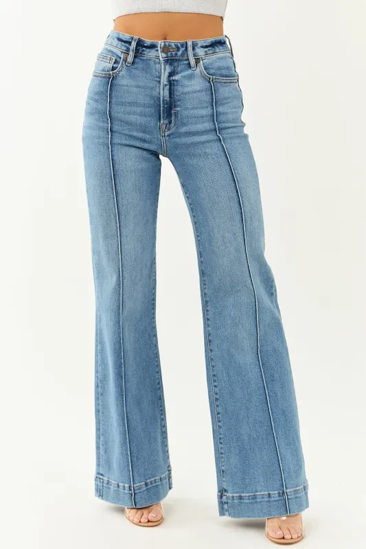 Hidden Medium Wash Bootcut High Rise Stretchy Jeans sold by Lime Lush