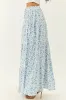 Ivory Floral Print Tiered Flowy Maxi Skirt sold by Lime Lush