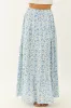 Ivory Floral Print Tiered Flowy Maxi Skirt sold by Lime Lush