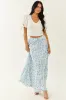 Ivory Floral Print Tiered Flowy Maxi Skirt sold by Lime Lush