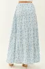 Ivory Floral Print Tiered Flowy Maxi Skirt sold by Lime Lush