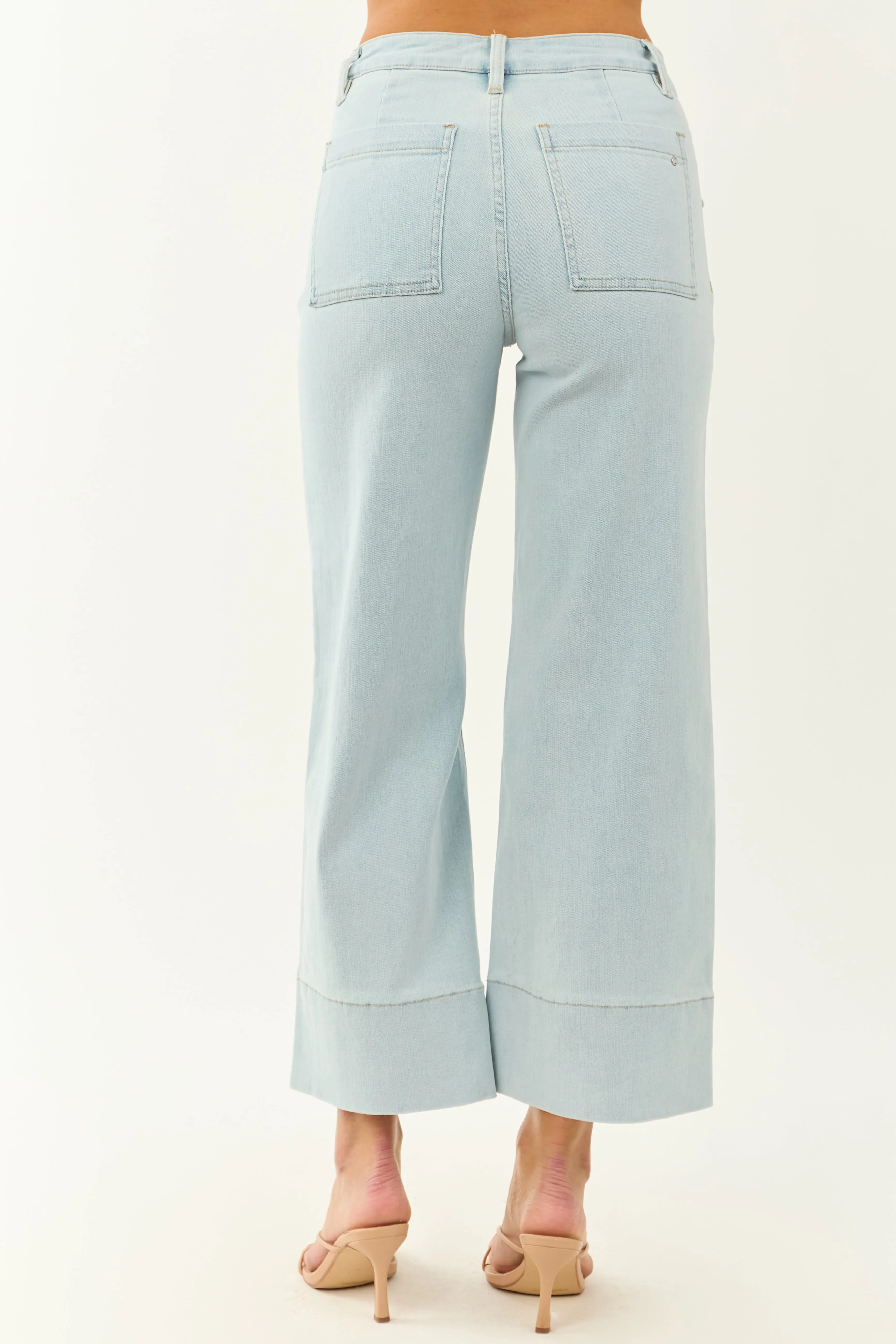 Mica Denim Light Wash Wide Leg Stretchy Jeans sold by Lime Lush product image thumbnail 4