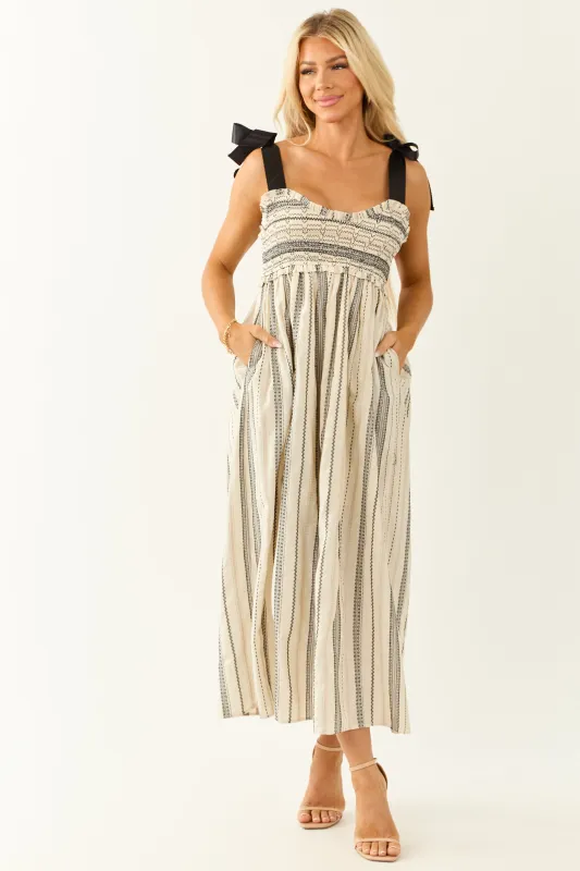 Lovelo Ivory Abstract Print Ribbon Strap Maxi Dress sold by Lime Lush