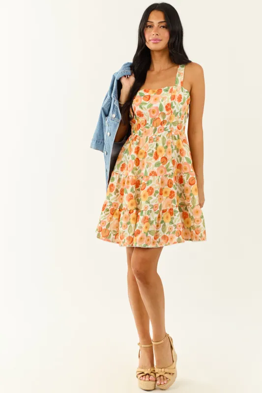 Lovelo Off White Fruity Floral Print Mini Dress sold by Lime Lush