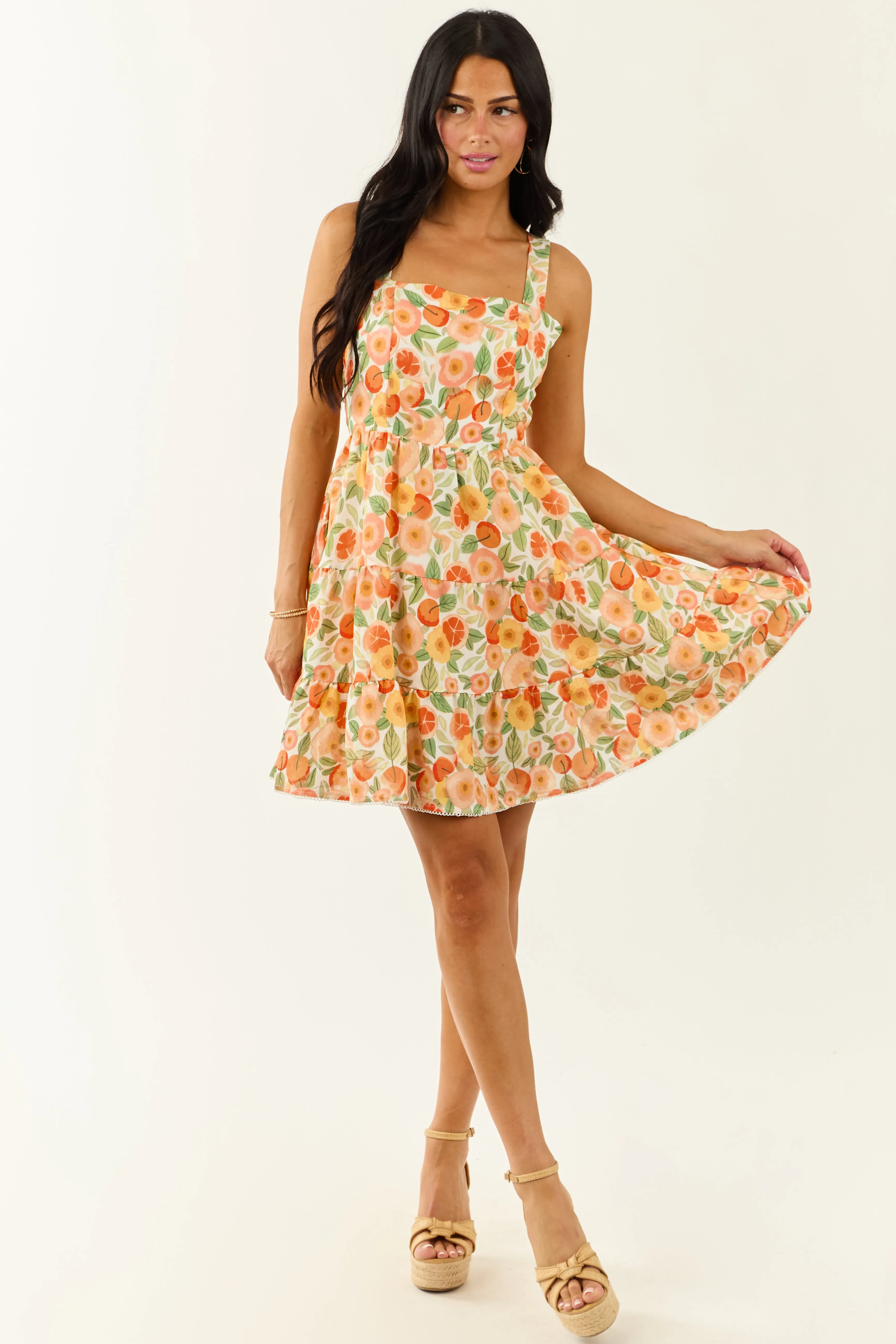 Lovelo Off White Fruity Floral Print Mini Dress sold by Lime Lush product image thumbnail 3