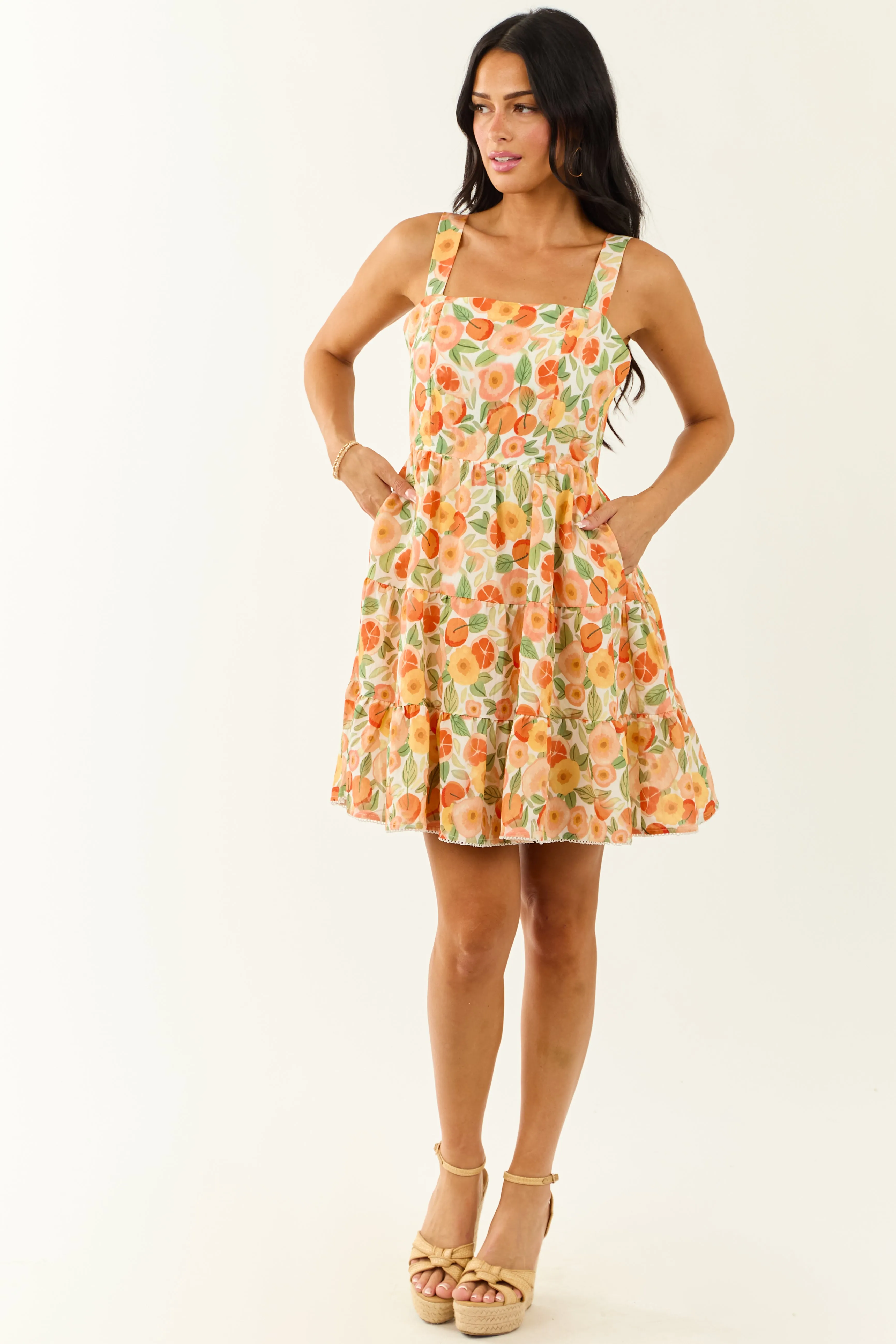 Lovelo Off White Fruity Floral Print Mini Dress sold by Lime Lush product image thumbnail 4