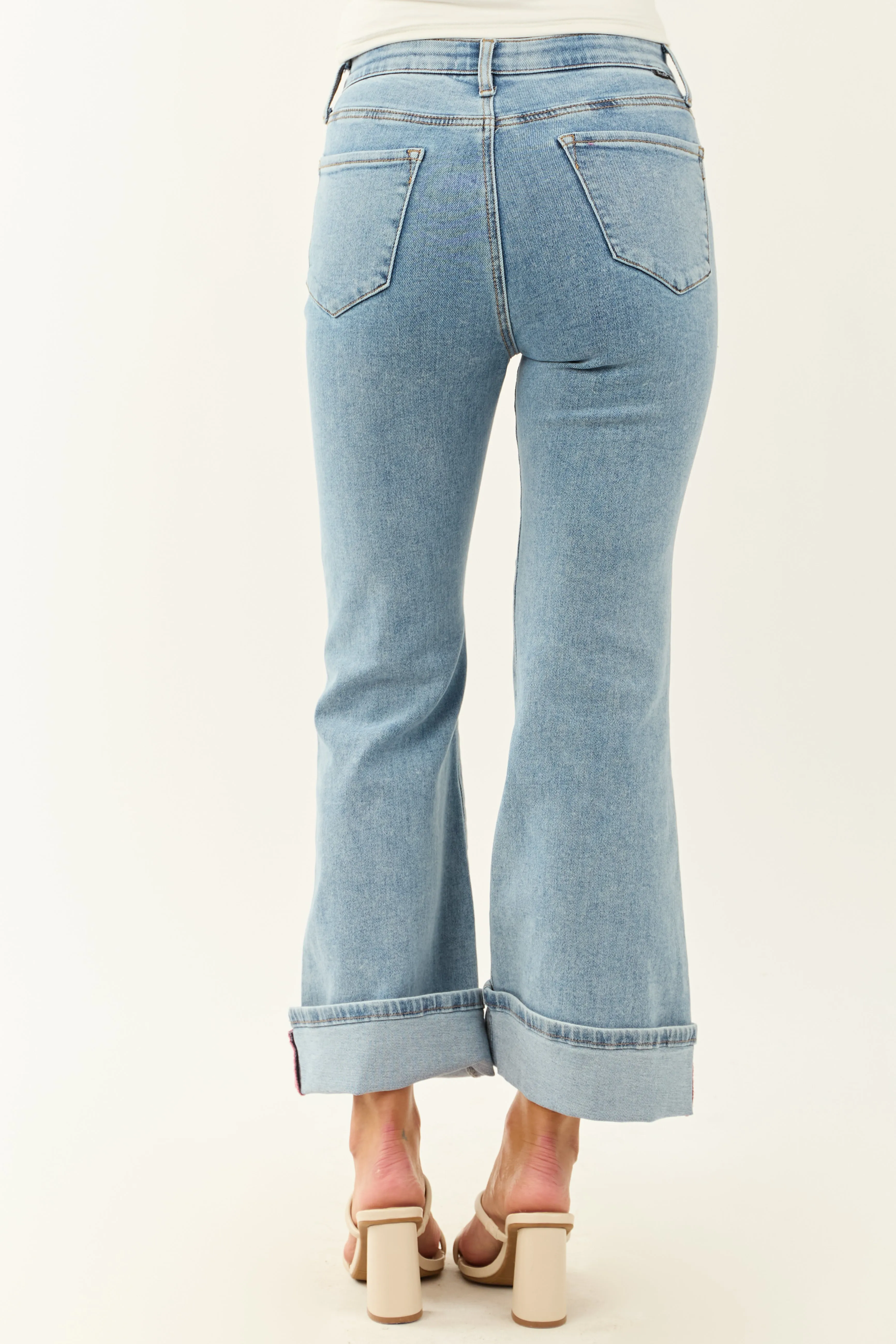 Saige Light Tummy Control Stretchy Flare Cuffed Jeans sold by Lime Lush product image thumbnail 4