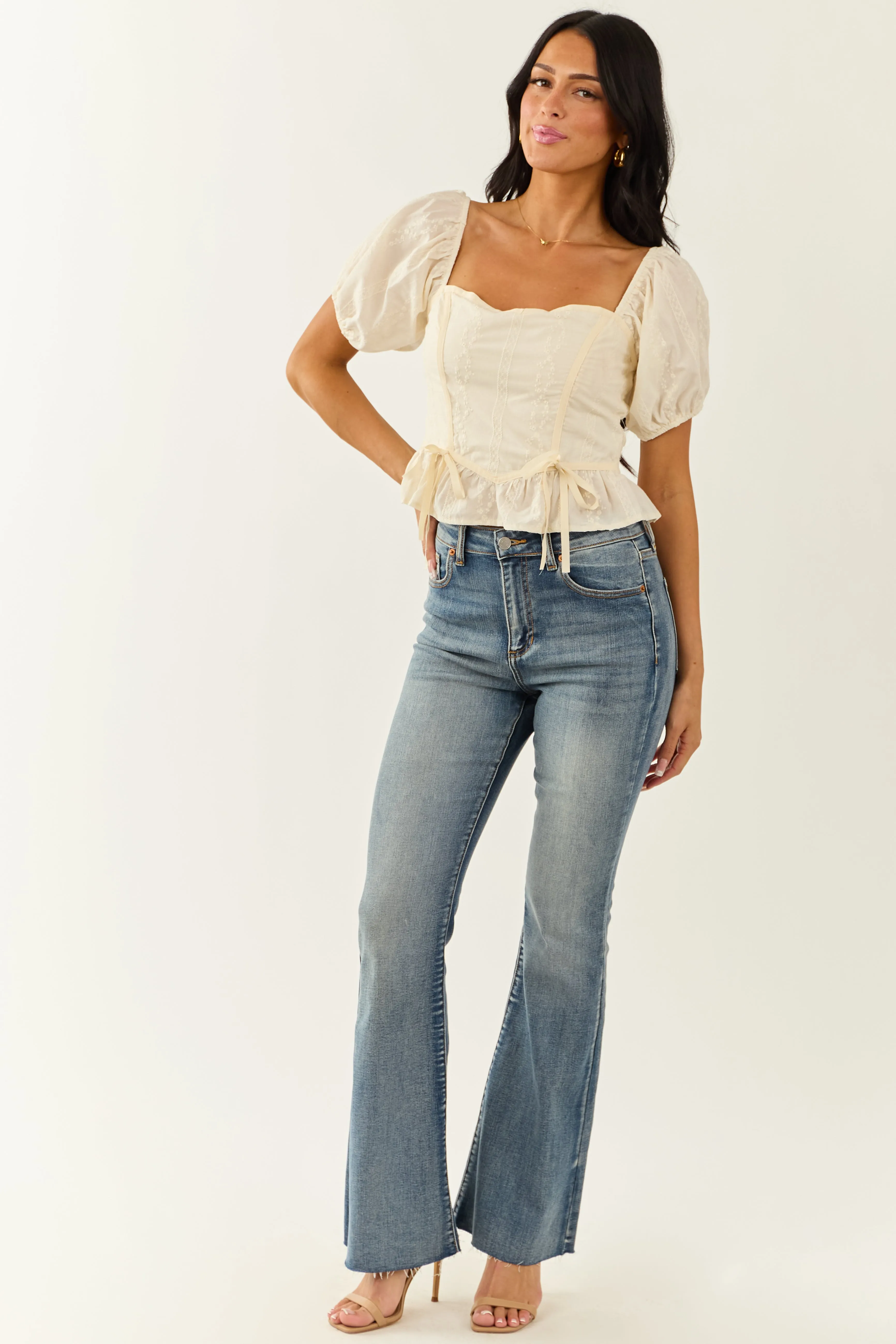 Lovelo Champagne Puff Sleeve Cotton Blouse sold by Lime Lush product image thumbnail 3