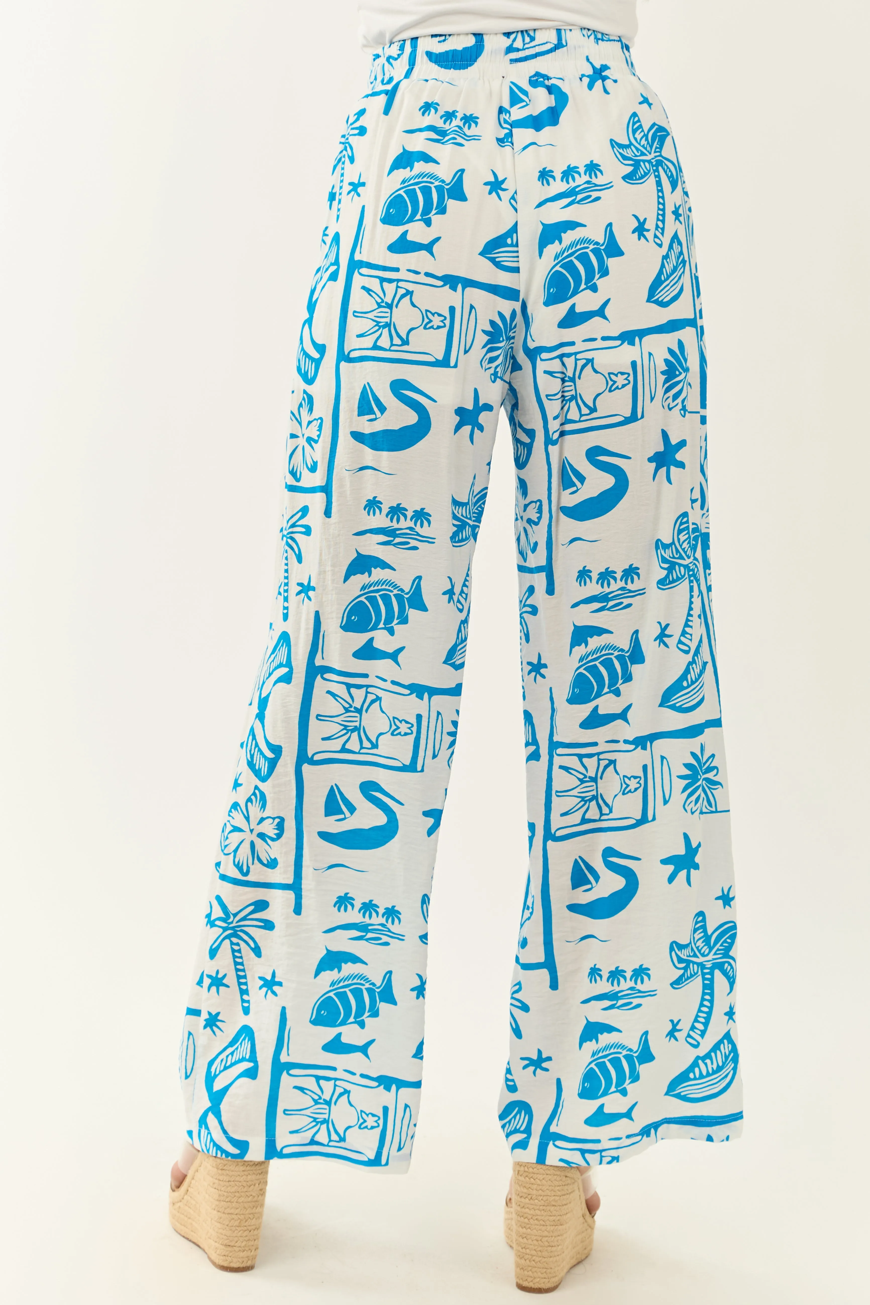 Entro Azure Tropical Beach Pattern Wide Leg Pants sold by Lime Lush product image thumbnail 4