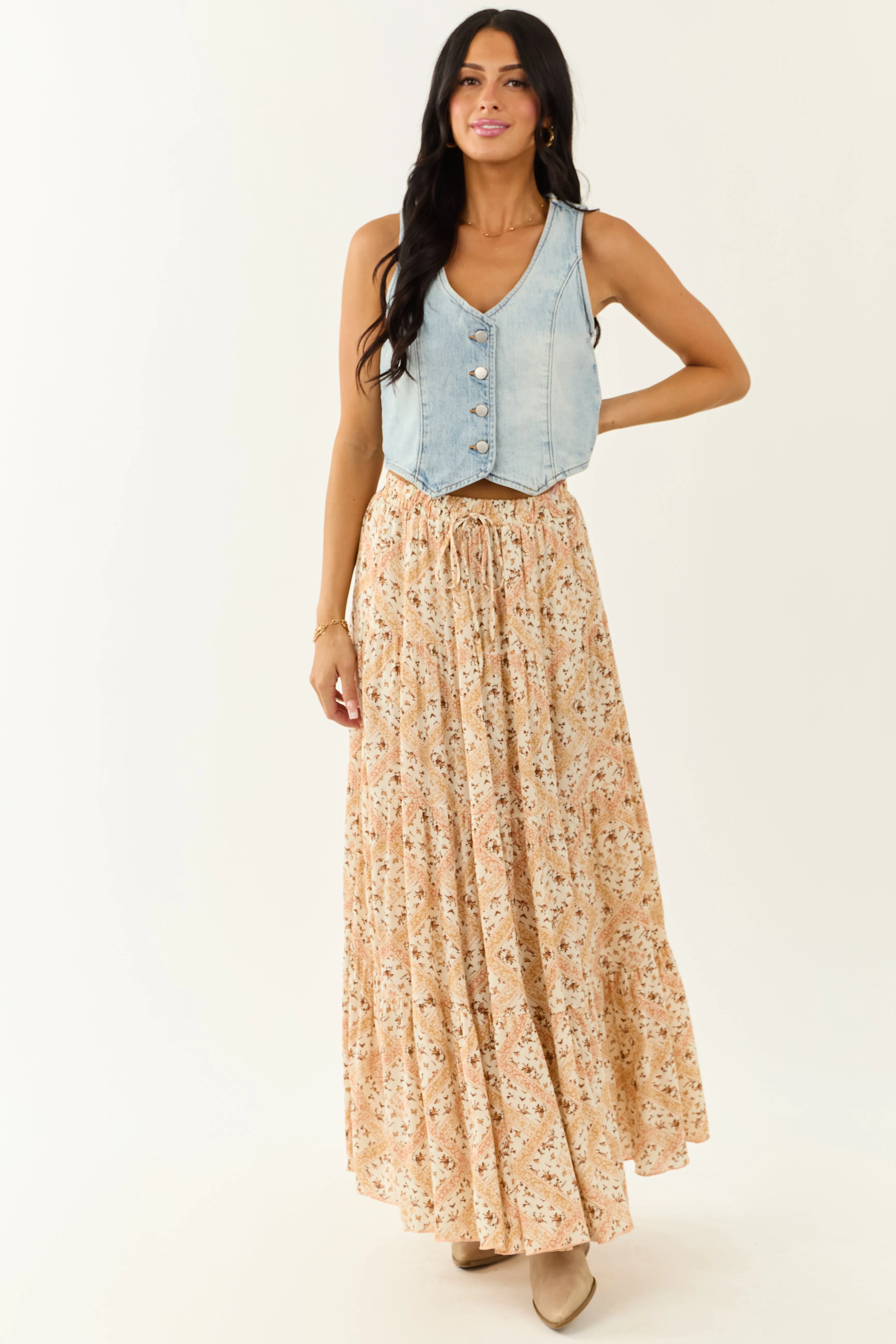 Light Wash Denim Button Down Cropped Vest sold by Lime Lush product image thumbnail 5