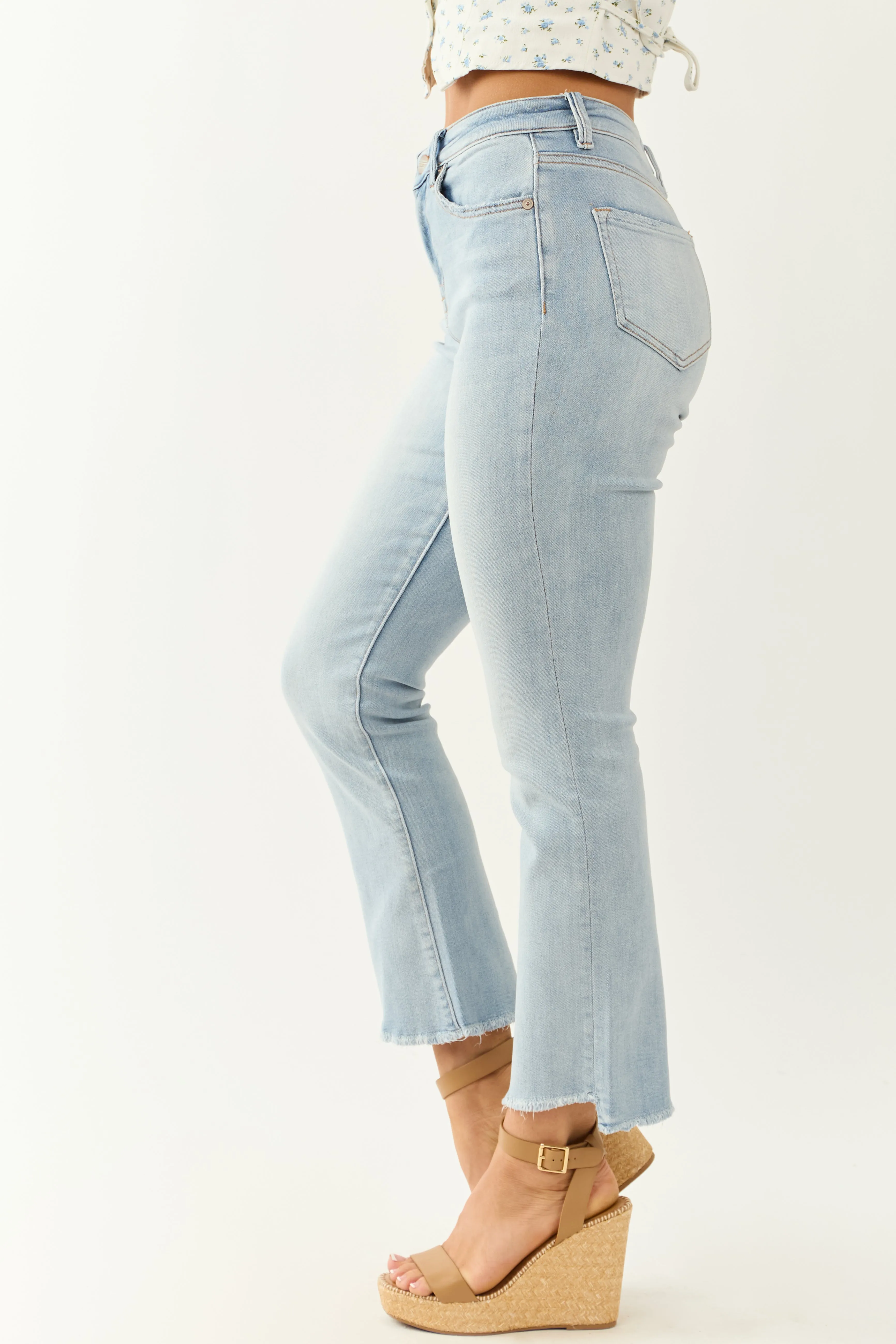 Mica Denim Light Wash Stretchy Soft Kick Flare Jeans sold by Lime Lush product image thumbnail 3