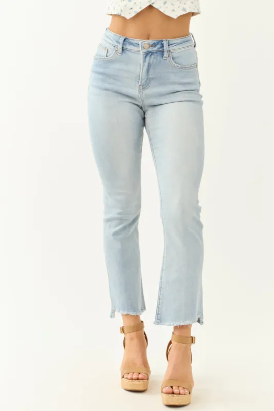 Mica Denim Light Wash Stretchy Soft Kick Flare Jeans made by Mica Denim