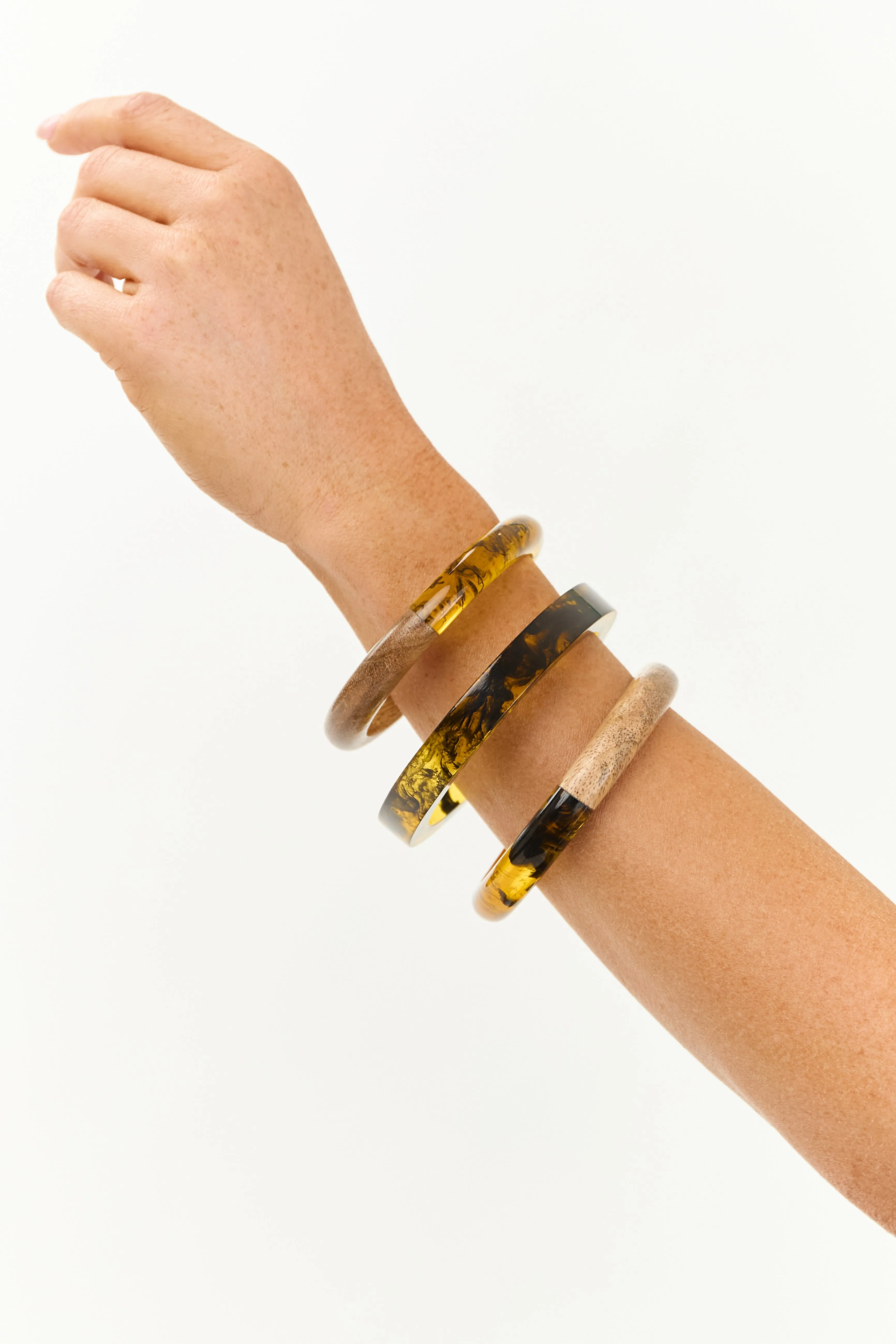 Amber 3 Piece Wooden Marbled Bangle Bracelet Set sold by Lime Lush product image thumbnail 2
