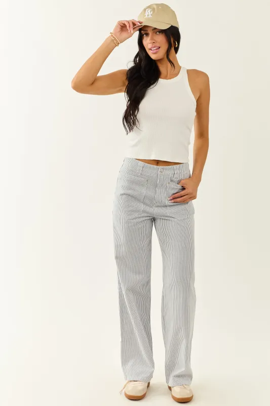 Ocean and Ivory Railroad Stripe Wide Leg Pants sold by Lime Lush