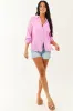 Orchid Washed Double Gauze Cotton Button Down Top sold by Lime Lush
