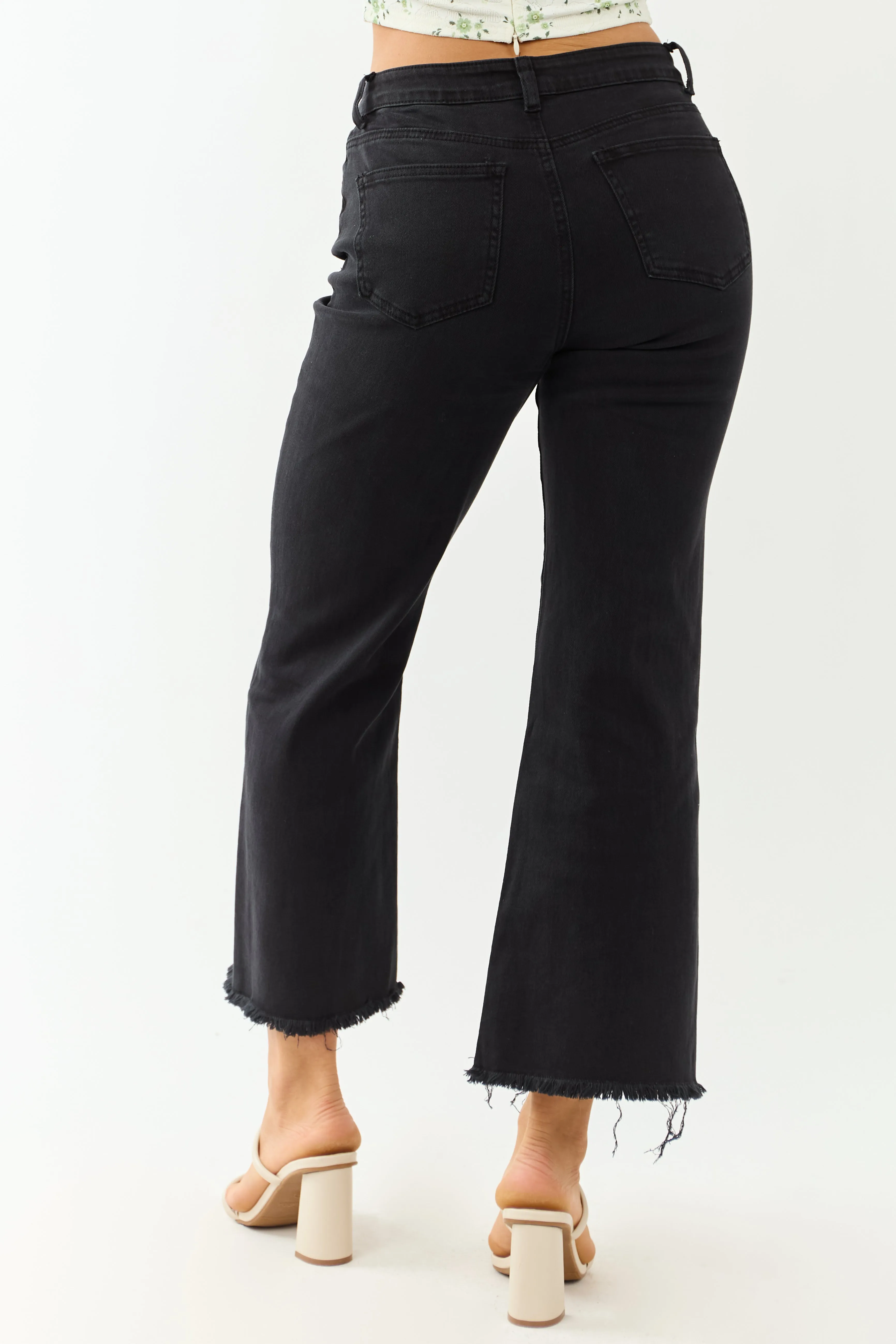 Black Stretchy Acid Wash Bootcut Jeans sold by Lime Lush product image thumbnail 4