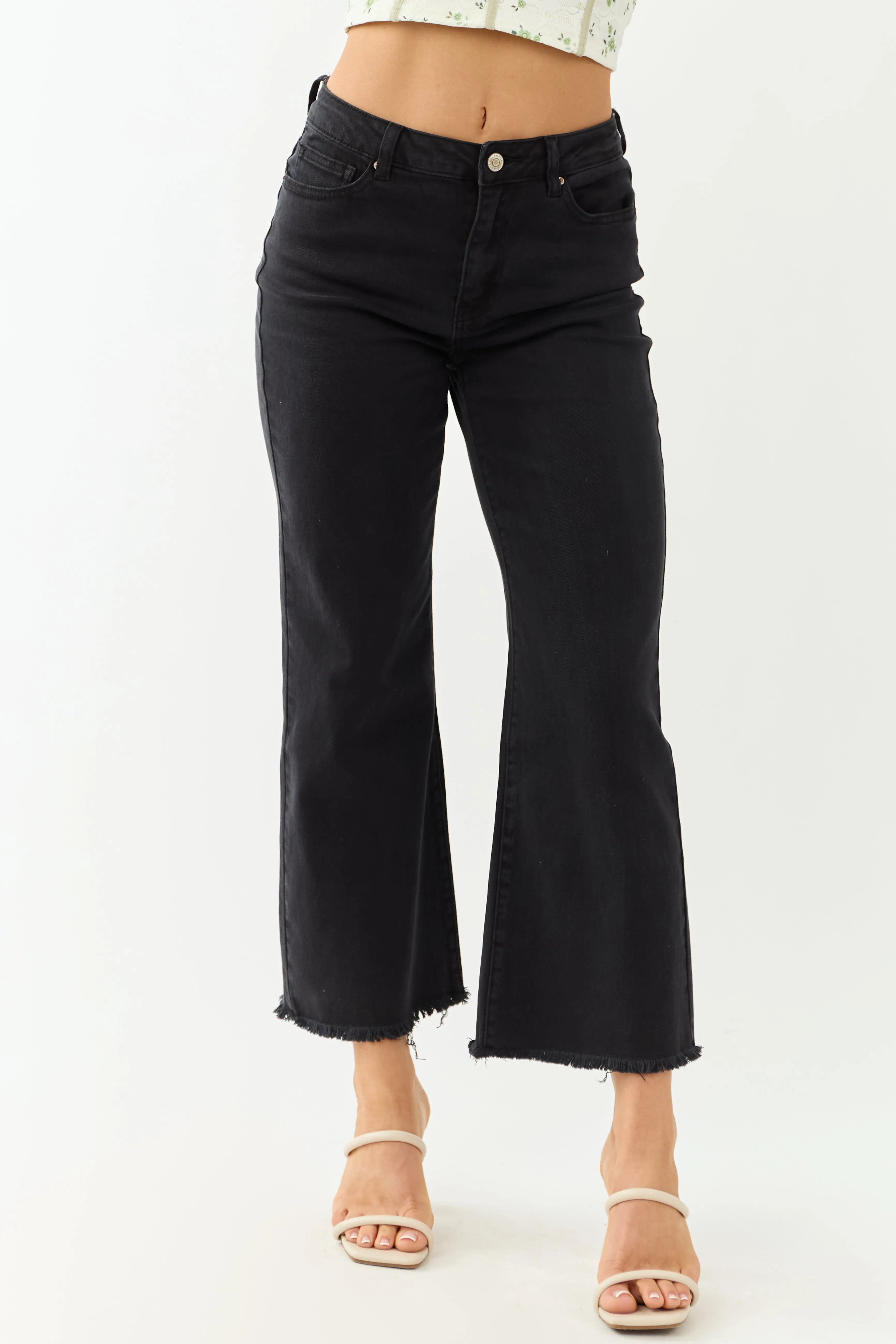 Black Stretchy Acid Wash Bootcut Jeans sold by Lime Lush