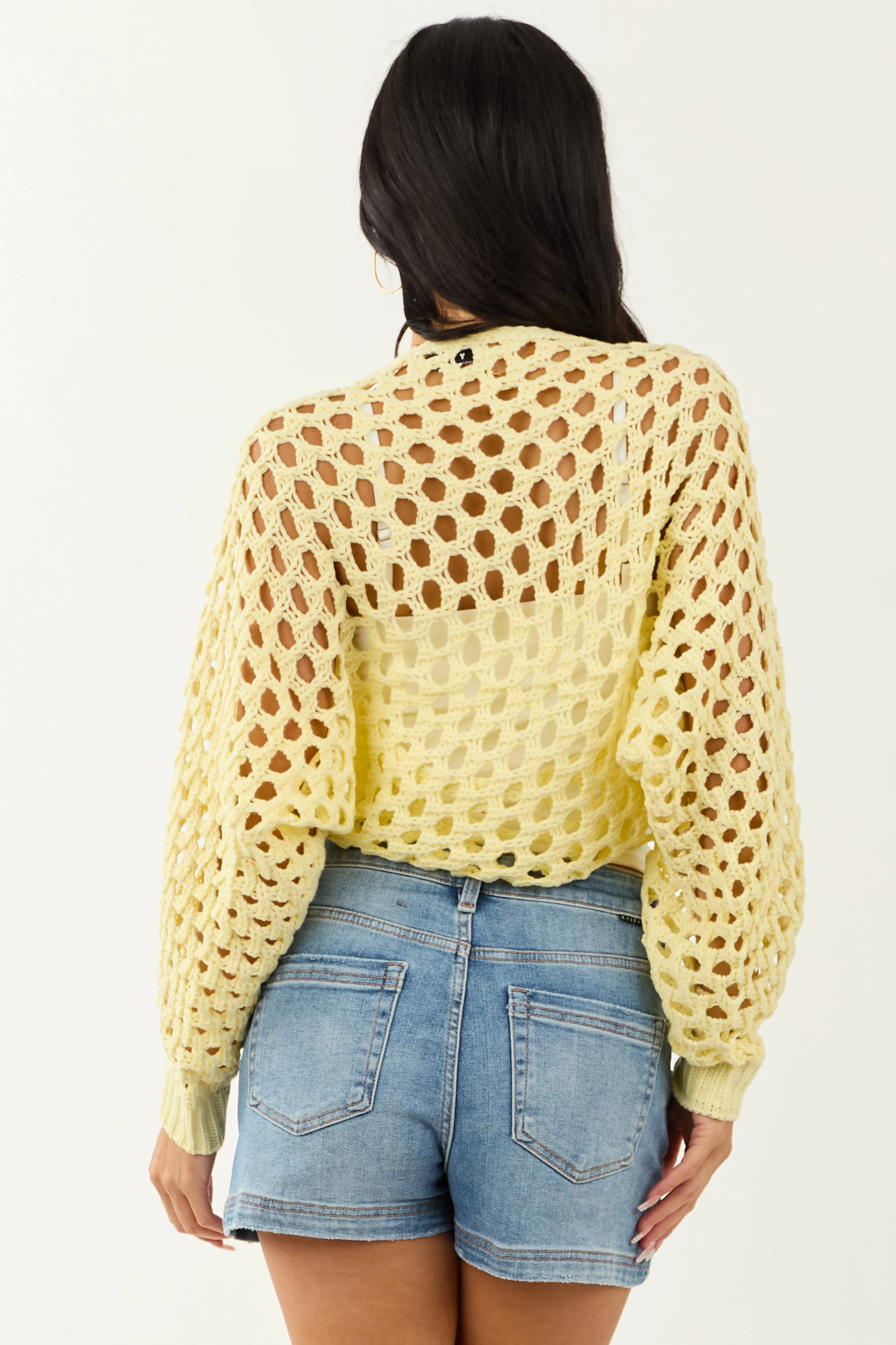 Buttercream Open Knit Long Sleeve Shrug Cardigan sold by Lime Lush product image thumbnail 5