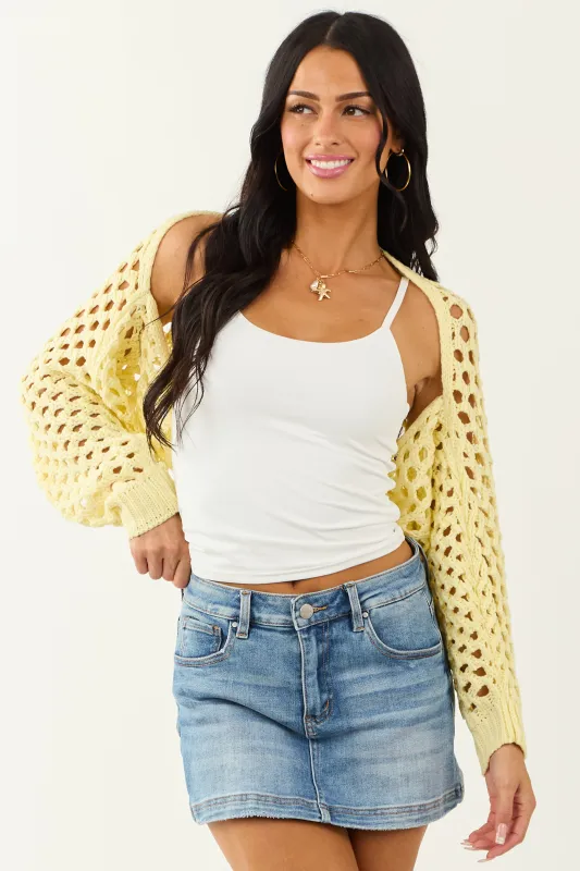 Buttercream Open Knit Long Sleeve Shrug Cardigan sold by Lime Lush