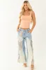 POL Medium Wash Patchwork Wide Leg Cargo Pants sold by Lime Lush