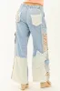 POL Medium Wash Patchwork Wide Leg Cargo Pants sold by Lime Lush