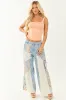 POL Medium Wash Patchwork Wide Leg Cargo Pants sold by Lime Lush