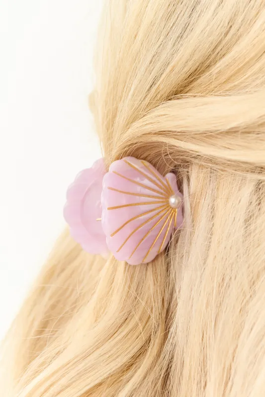 Light Mauve Pearl Detail Seashell Claw Hair Clip sold by Lime Lush