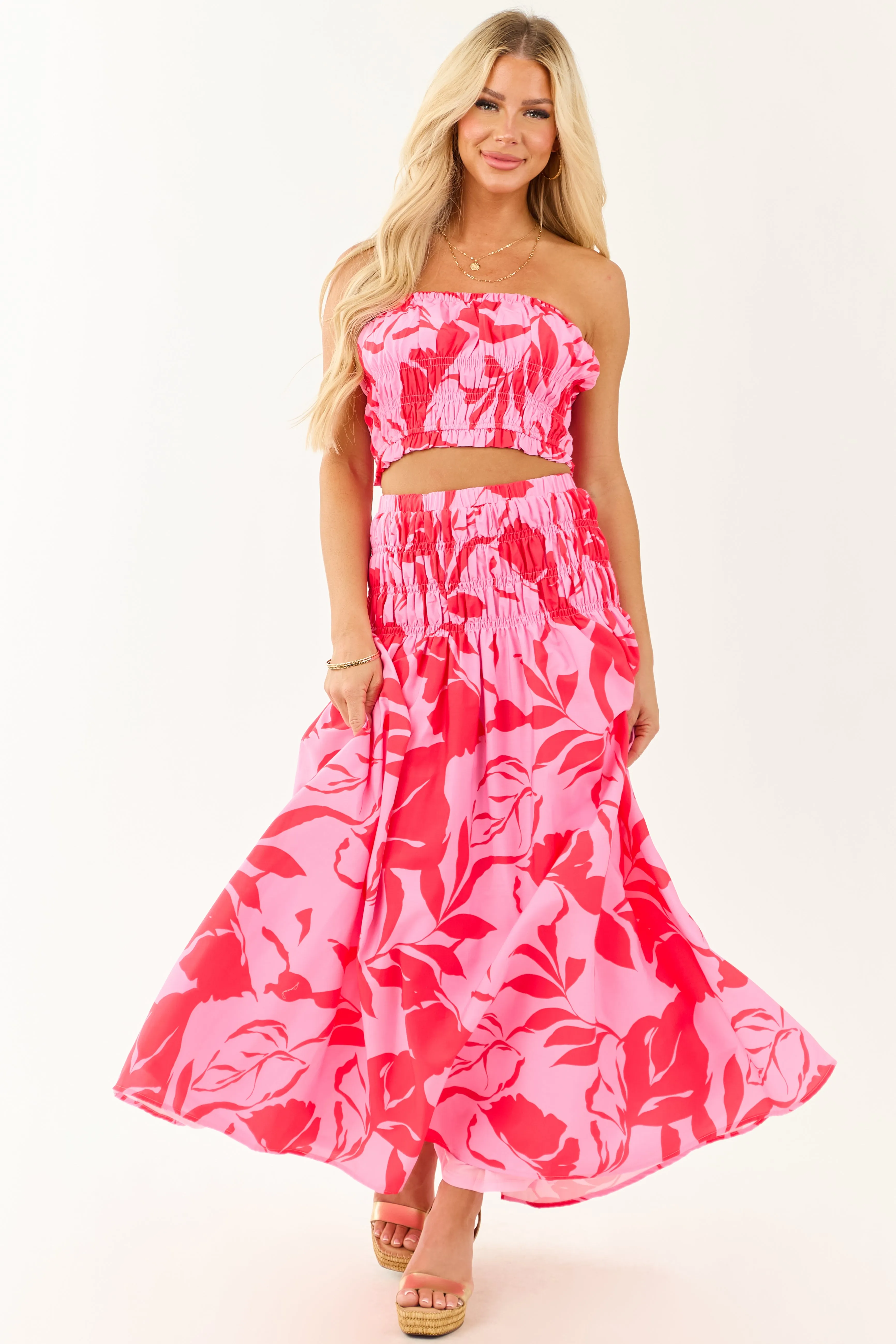 Flying Tomato Crimson Floral Top and Maxi Skirt Set sold by Lime Lush product image thumbnail 2