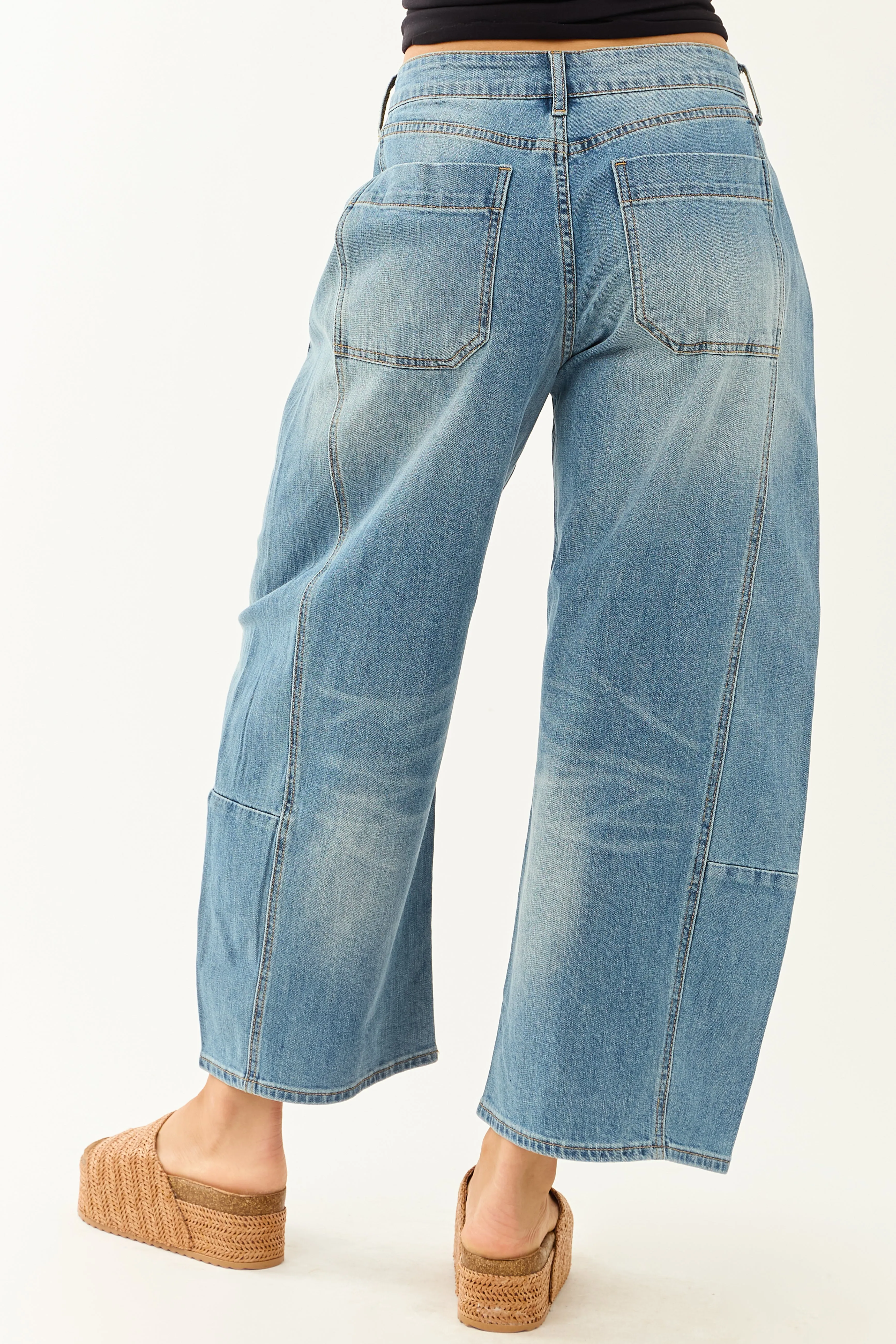 Signature 8 Medium Wash High Rise Barrel Jeans sold by Lime Lush product image thumbnail 4