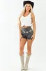 Black Washed Stretchy Denim Mini Shorts sold by Lime Lush