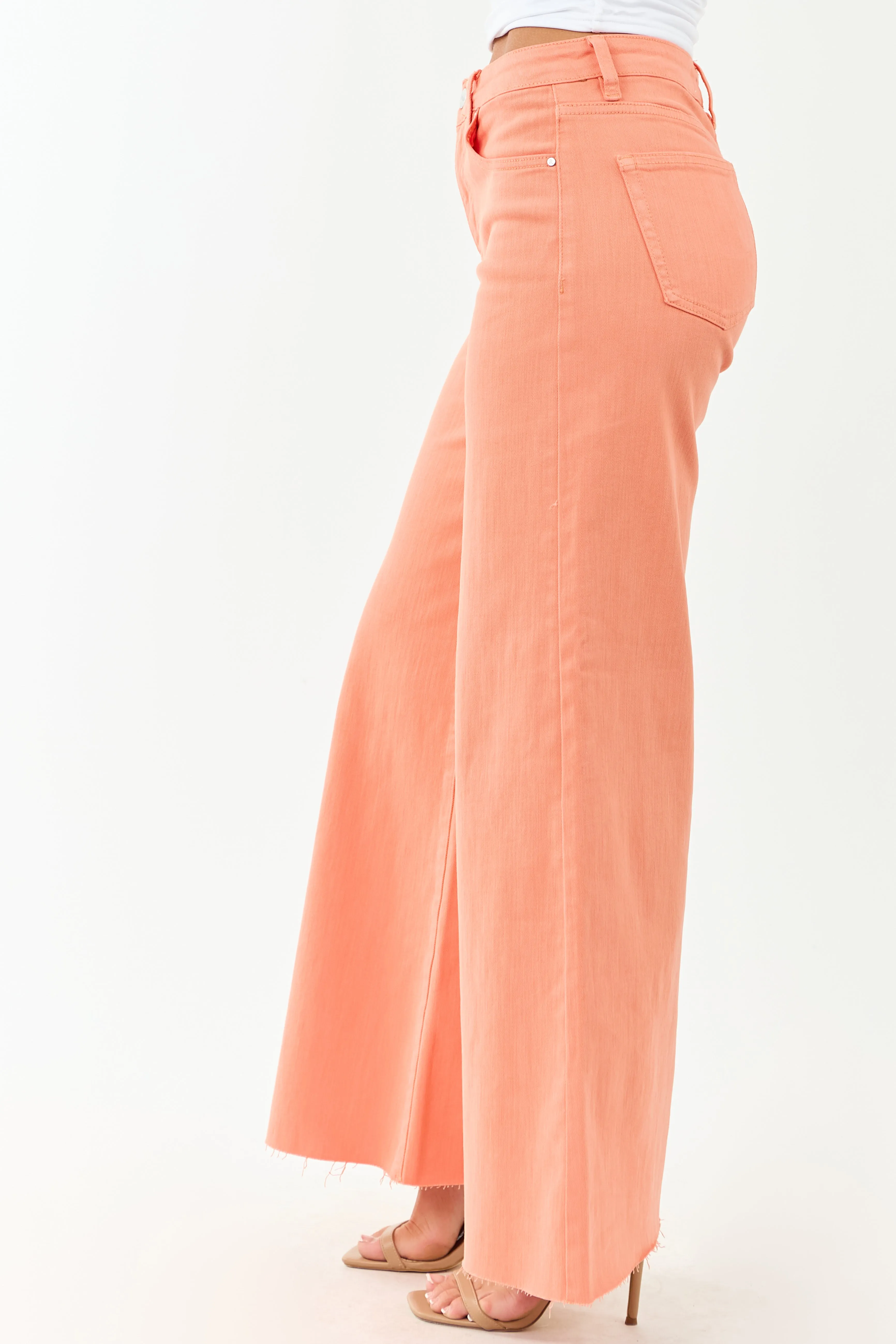 Risen Peach Tummy Control Stretchy Palazzo Jeans sold by Lime Lush product image thumbnail 3
