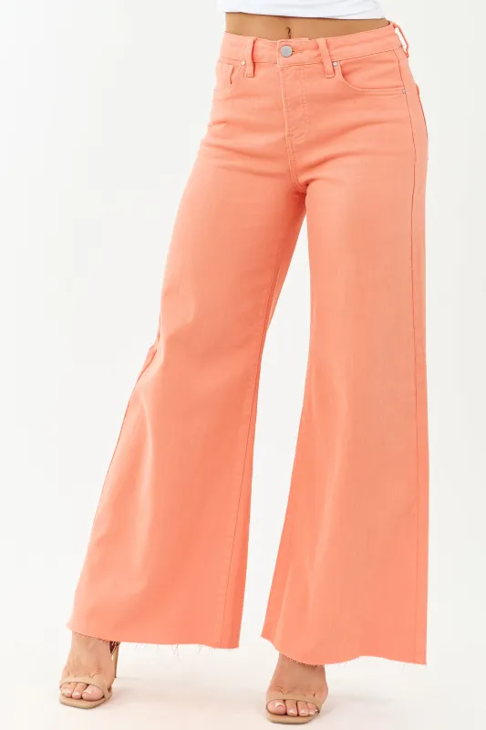 Risen Peach Tummy Control Stretchy Palazzo Jeans sold by Lime Lush