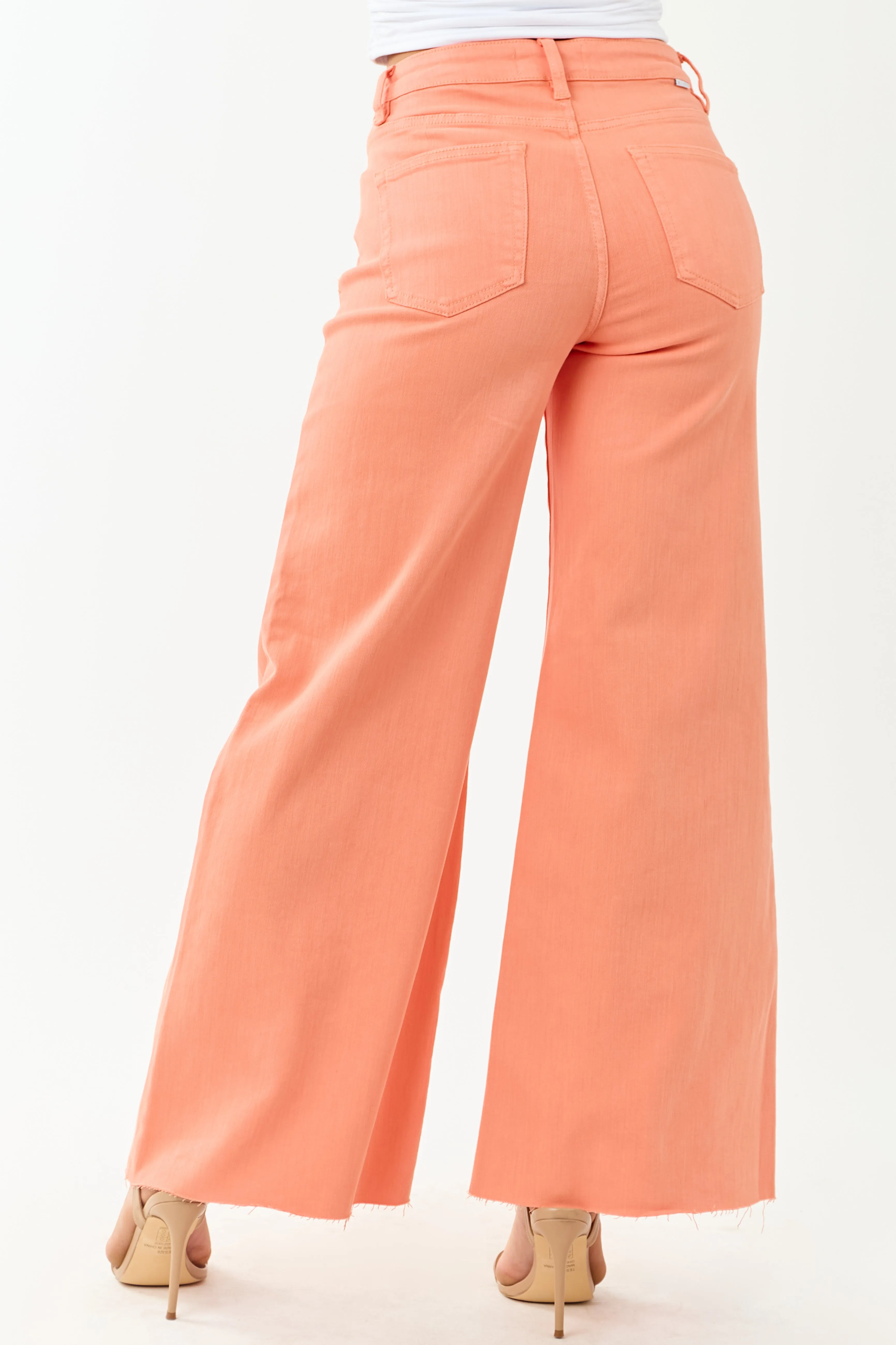 Risen Peach Tummy Control Stretchy Palazzo Jeans sold by Lime Lush product image thumbnail 4