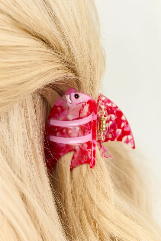 Raspberry Vibrant Ocean Fish Hair Claw Clip sold by Lime Lush