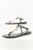 Black Double Gold Ring T-Strap Thong Sandals sold by Lime Lush
