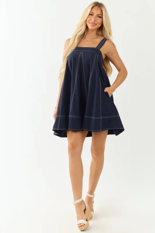 Entro Navy Sleeveless Tent Style Mini Dress sold by Lime Lush