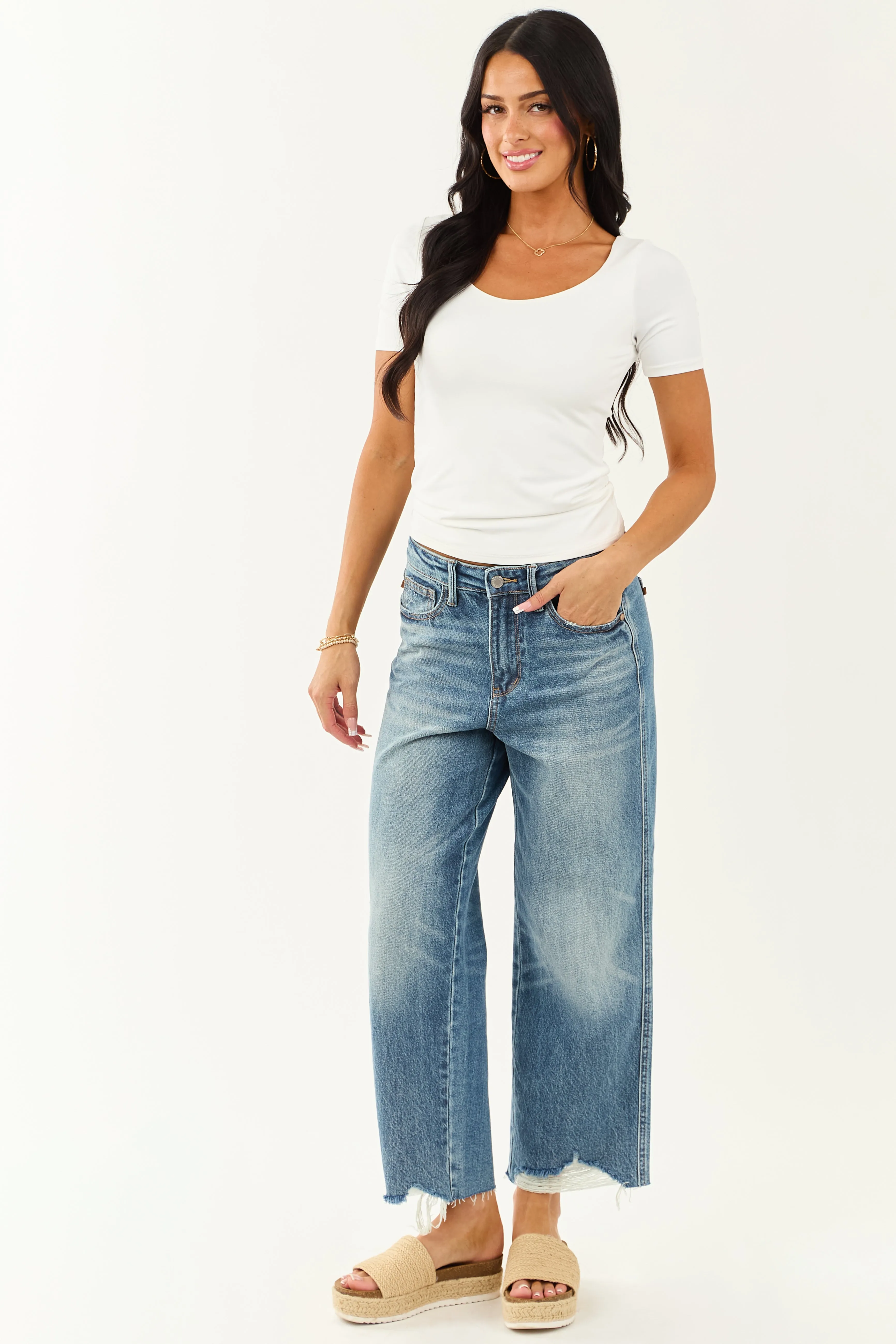 Off White Butter Knit Scoop Neck Short Sleeve Top sold by Lime Lush product image thumbnail 4