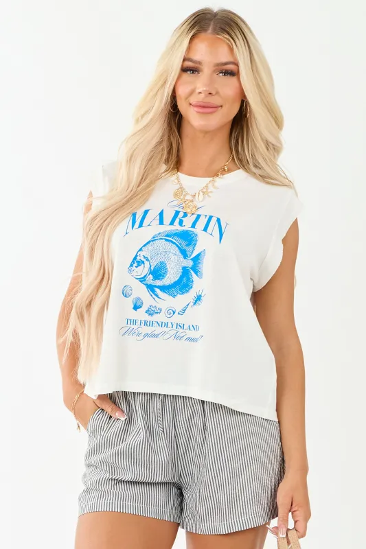 Ivory 'Saint Martin' Fish Graphic Cotton Tee sold by Lime Lush