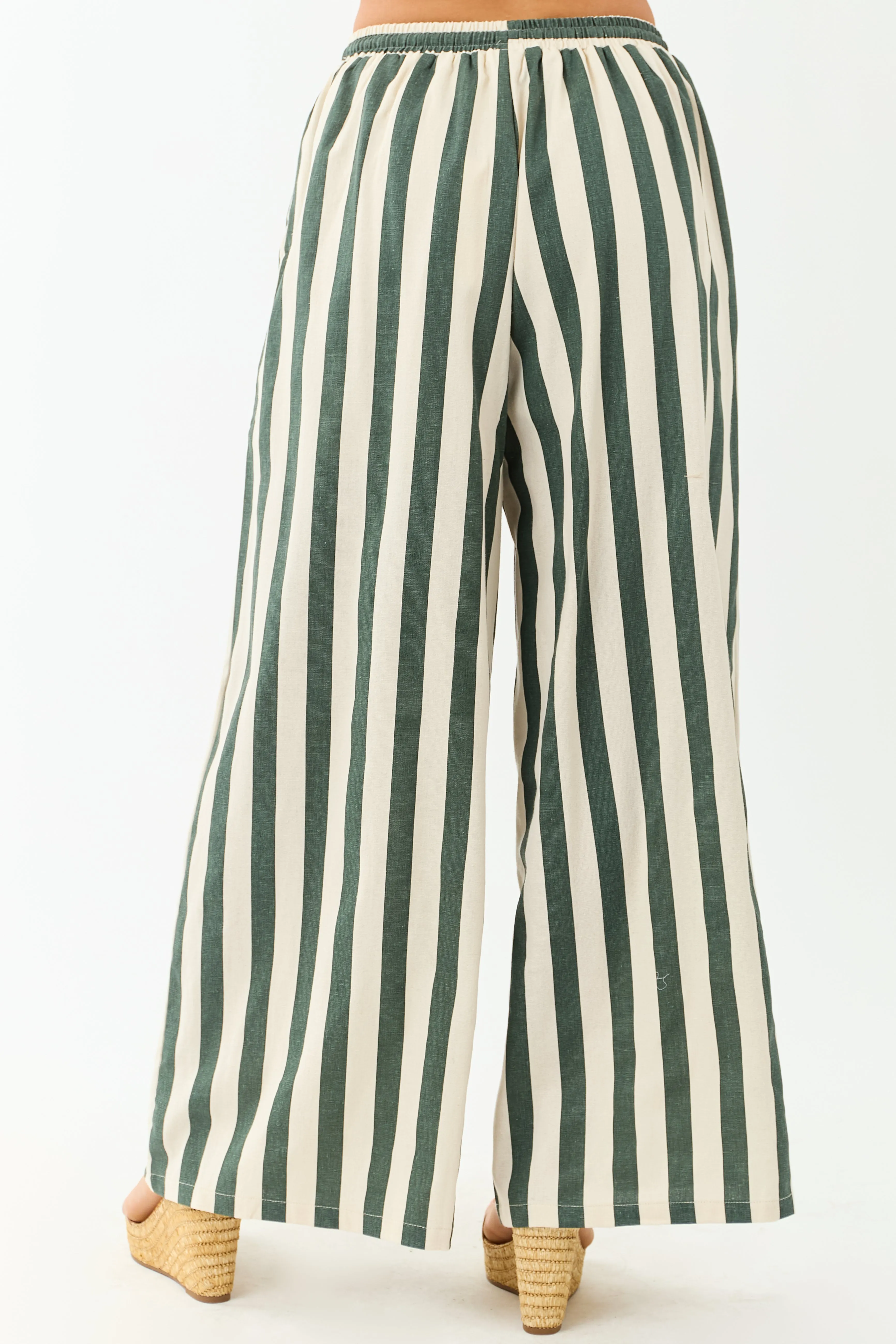 Forest Green and Almond Striped Wide Leg Pants sold by Lime Lush product image thumbnail 4