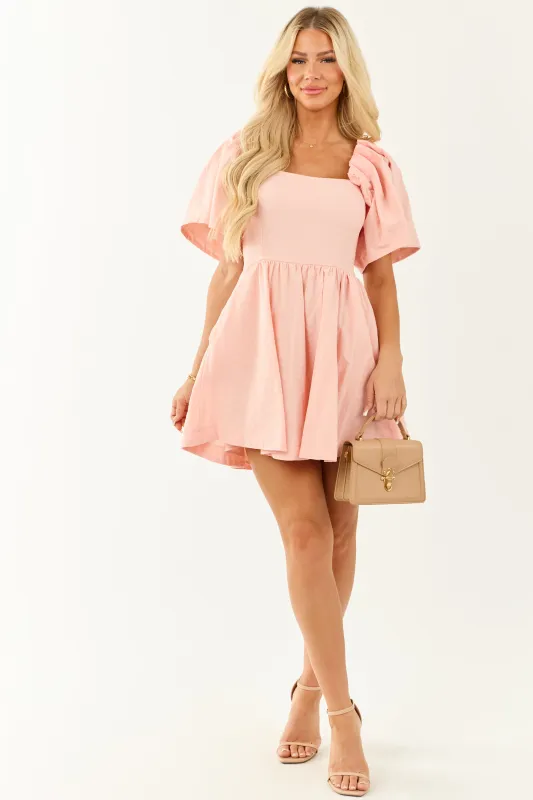 Tea Rose Flutter Sleeve Flowy Skirt Cotton Mini Dress sold by Lime Lush