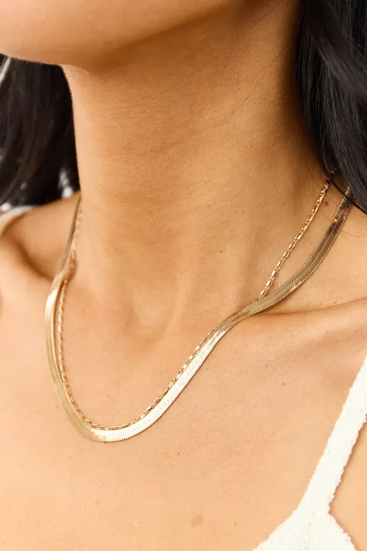 Gold Layered Snake and Largo Chain Necklace sold by Lime Lush