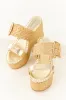 Gold Open Toe Raffia Buckle Platform Wedges sold by Lime Lush