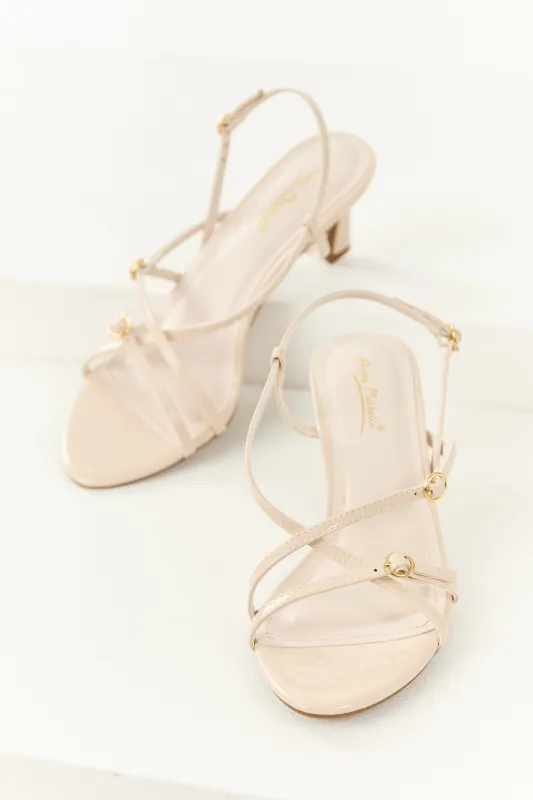 Vanilla Strappy Faux Leather Open Toed Heels sold by Lime Lush