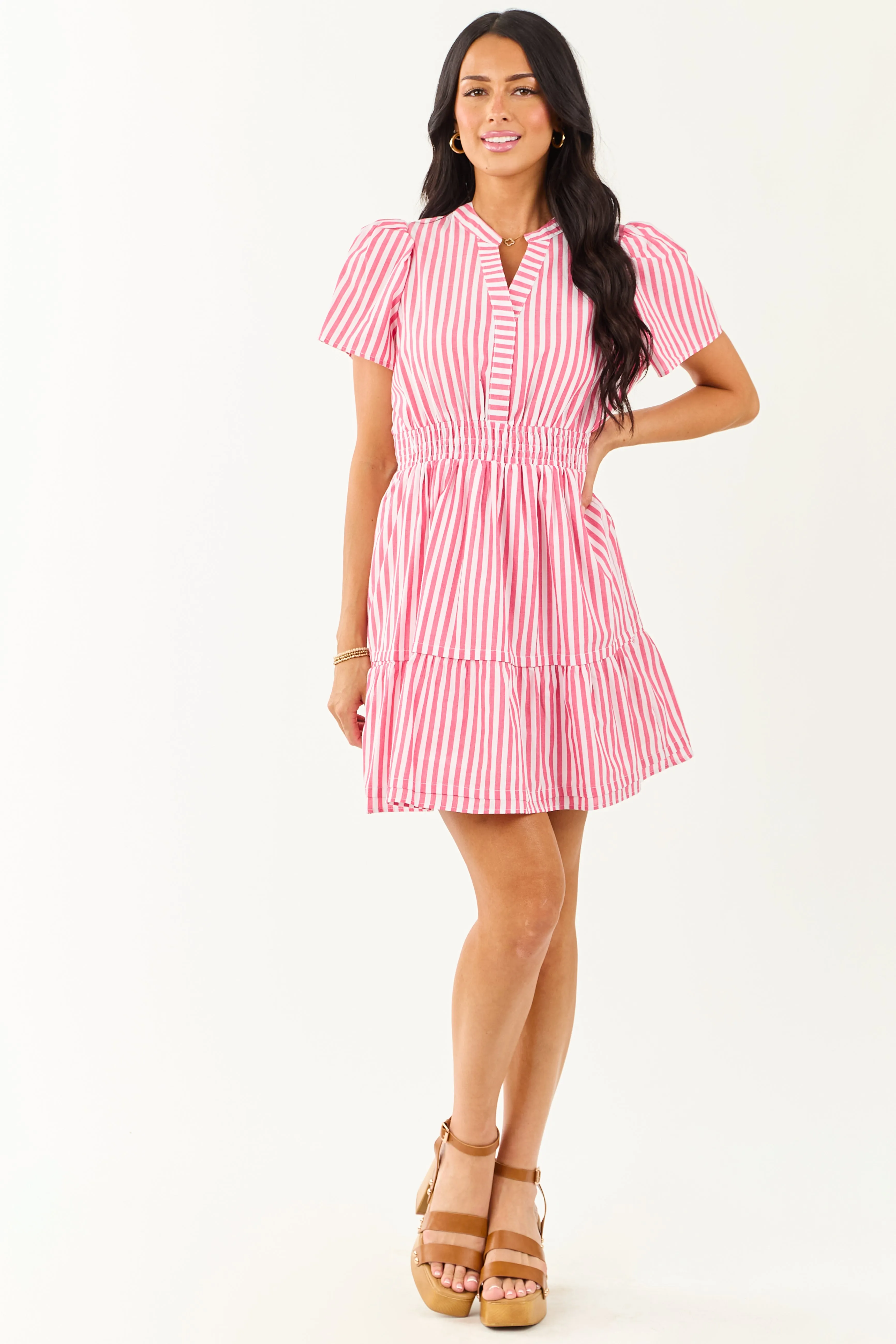 Punch Striped Short Sleeve Cotton Mini Dress sold by Lime Lush