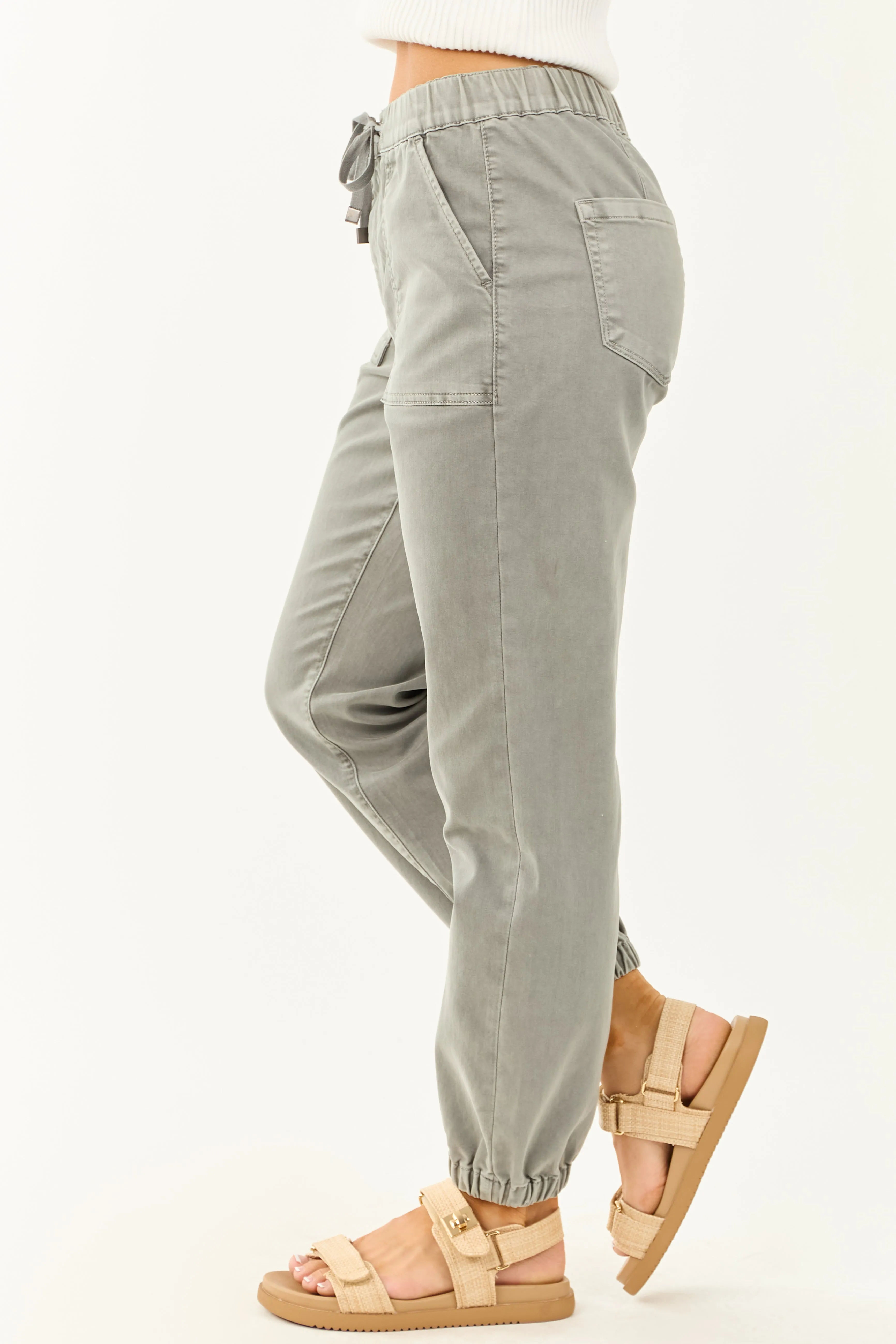 Mica Denim Faded Juniper Cropped Jogger Jeans sold by Lime Lush product image thumbnail 3