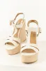 White Cut Out T Strap Espadrille Platform Wedges sold by Lime Lush