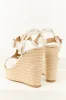 White Cut Out T Strap Espadrille Platform Wedges sold by Lime Lush