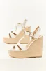 White Cut Out T Strap Espadrille Platform Wedges sold by Lime Lush